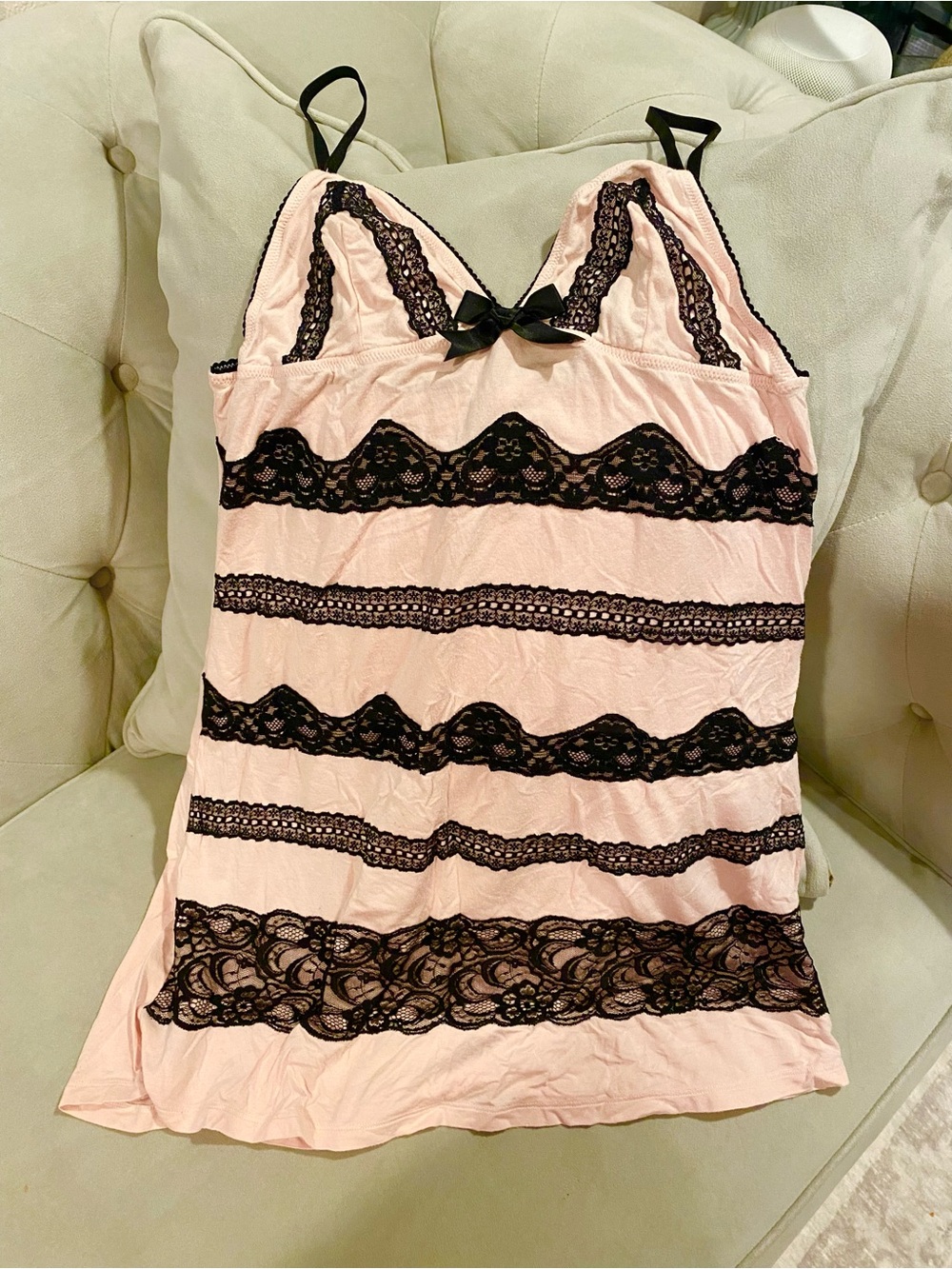Victoria's Secret Pink nightgown with Black Lace Trim size medium